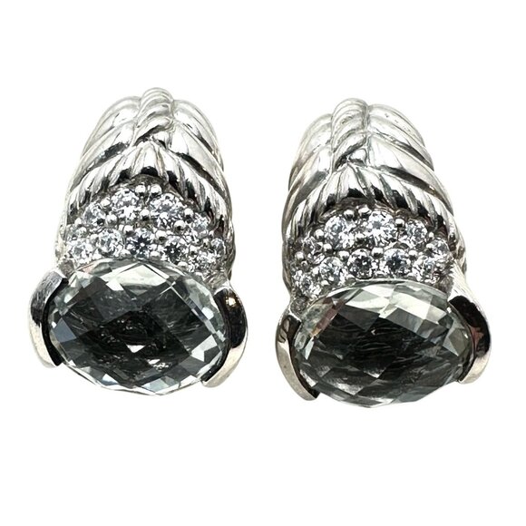 Judith Ripka Sterling Silver Faceted Cubic Zirconia Lever Back Pierced Earrings - Picture 1 of 3
